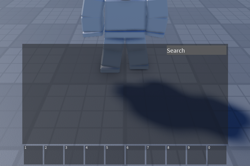 Screenshot of the hotbar and inventory with full size